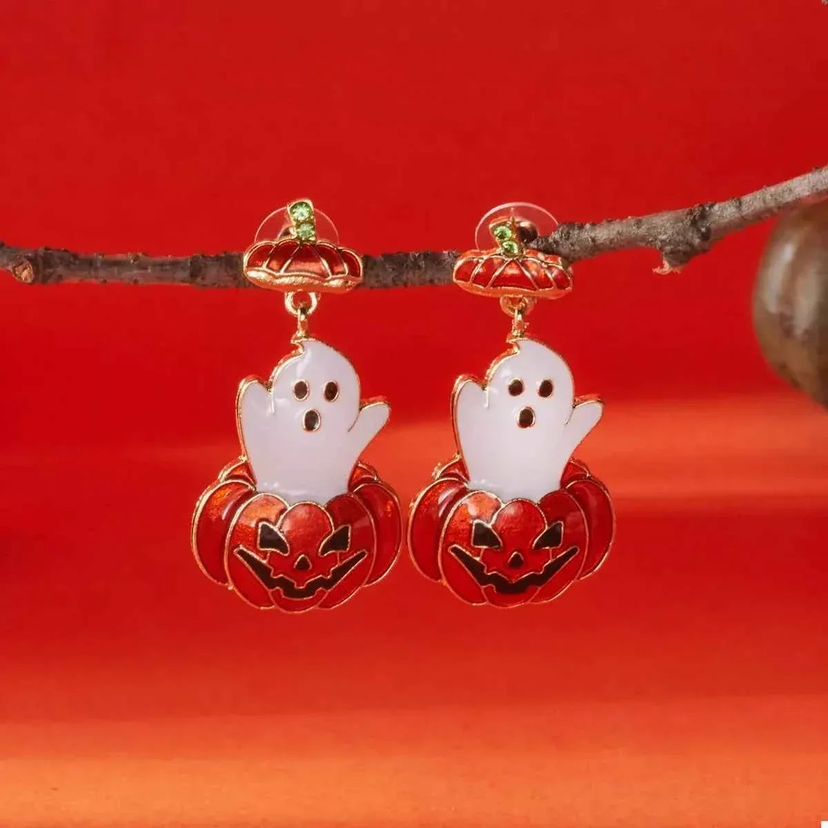 Halloween Ghost Pumpkin Dangle Earrings