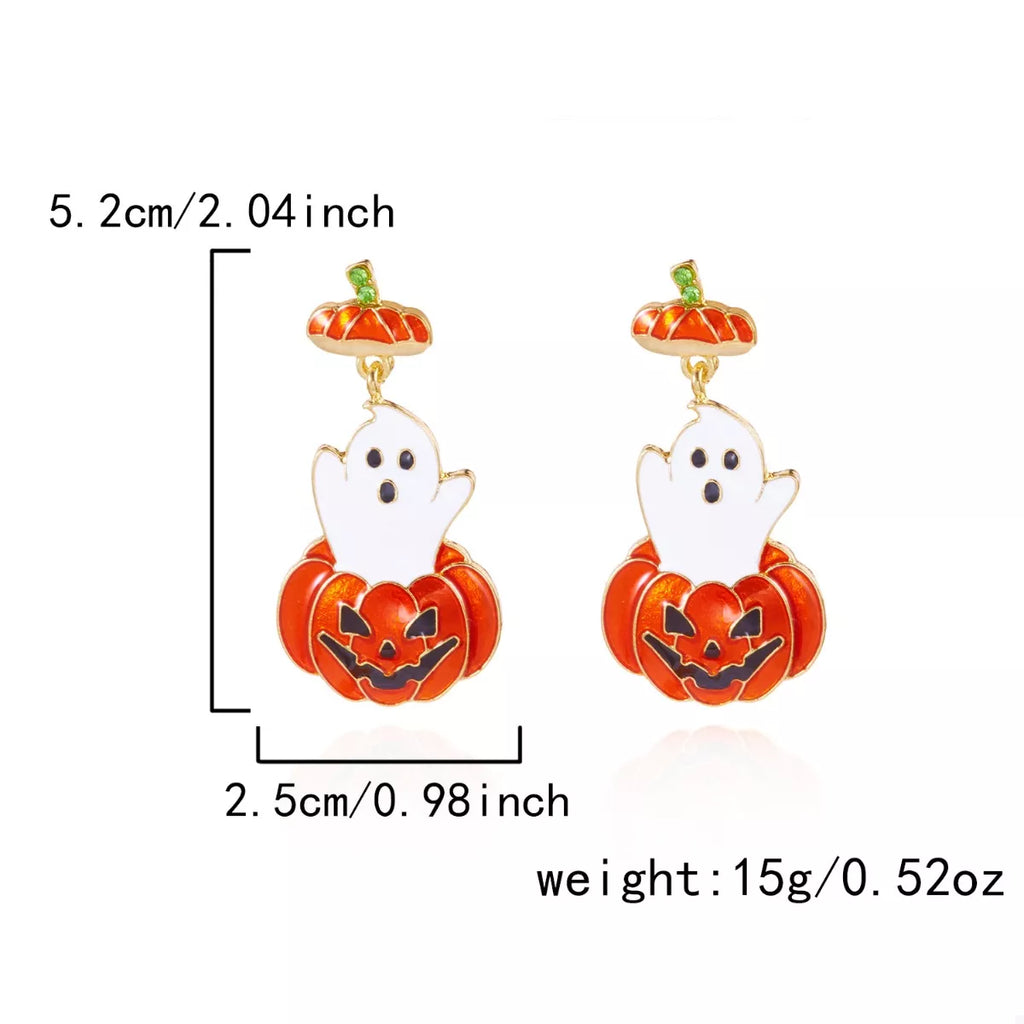 Halloween Ghost Pumpkin Dangle Earrings