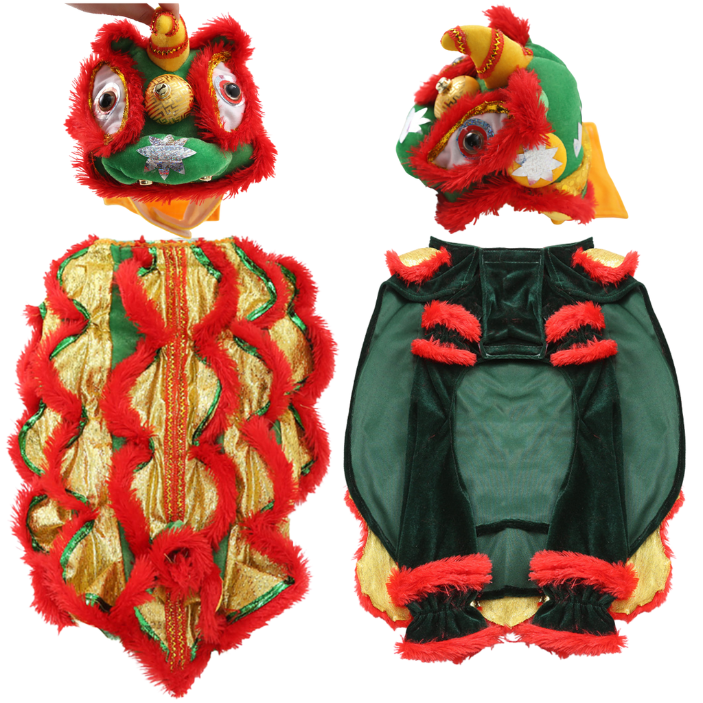 Pet Costume Small Large Dogs Cats Lion Dance Style Halloween New Year Party Cosplay Cat Hat Shirt