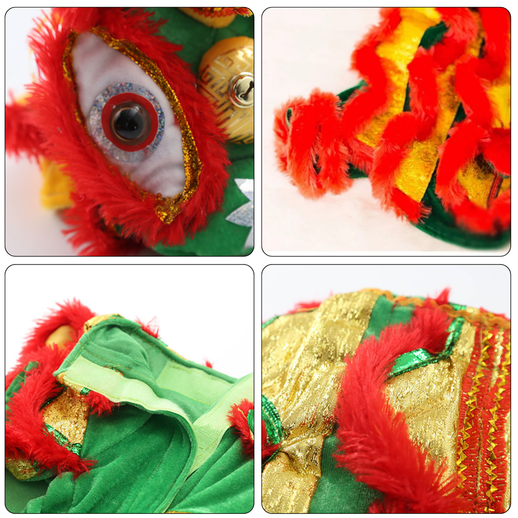 Pet Costume Small Large Dogs Cats Lion Dance Style Halloween New Year Party Cosplay Cat Hat Shirt