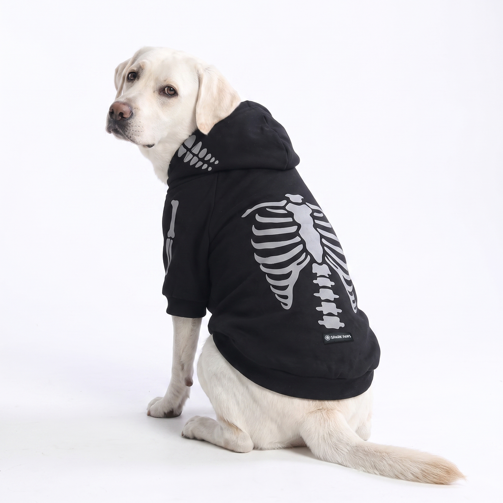 Halloween Dog Hoodie - Reflective Skeleton