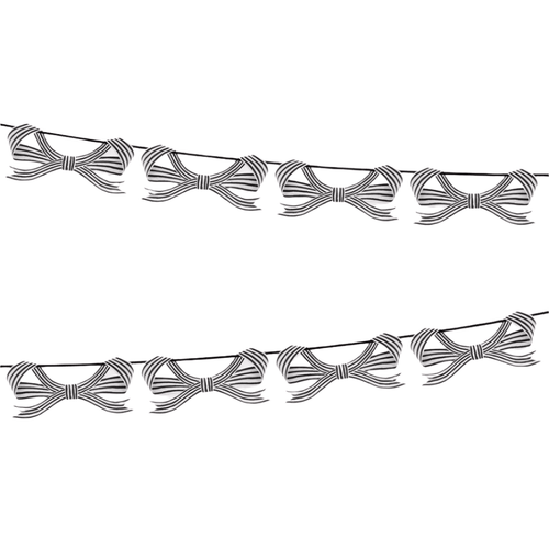 Black & White Stripy Bow Garland