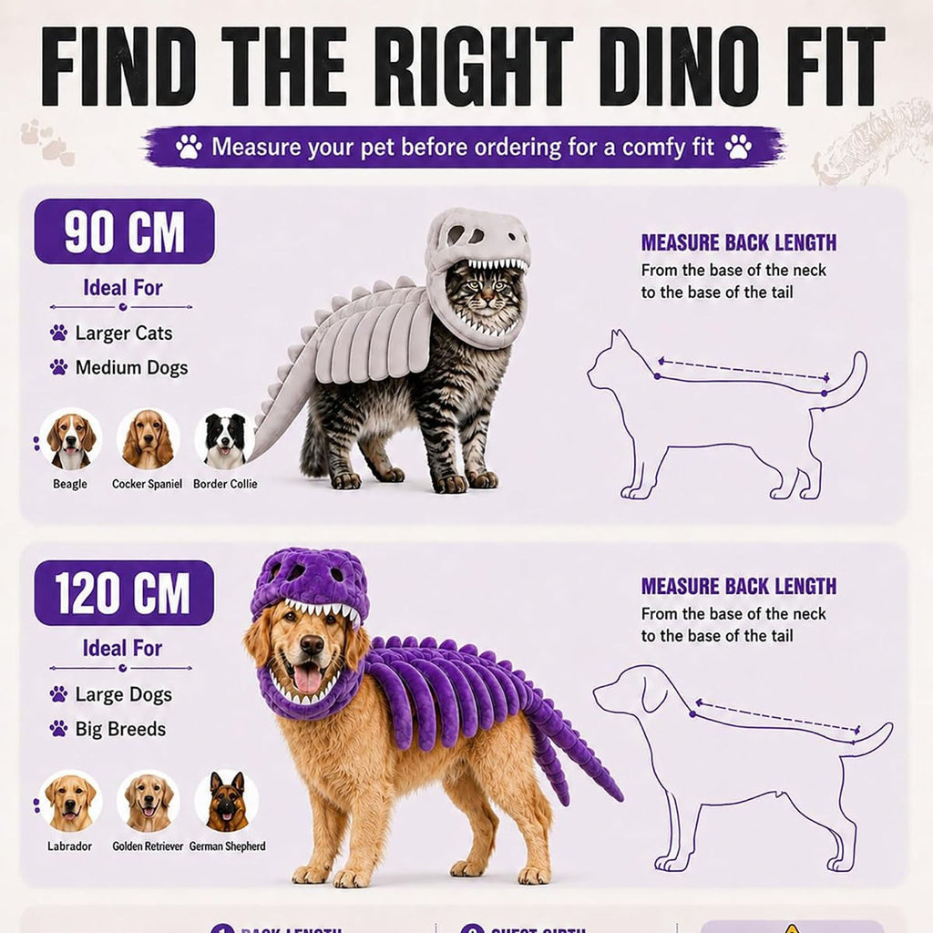 Dinosaur Skeleton Dog & Cat Halloween Pet Costume