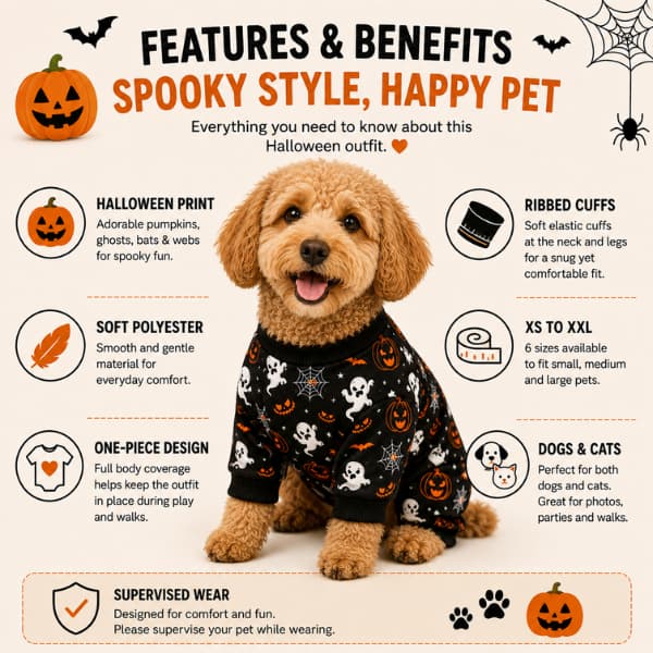 Halloween Dog Outfit вЂ“ Pumpkin & Ghost Pet Onesie
